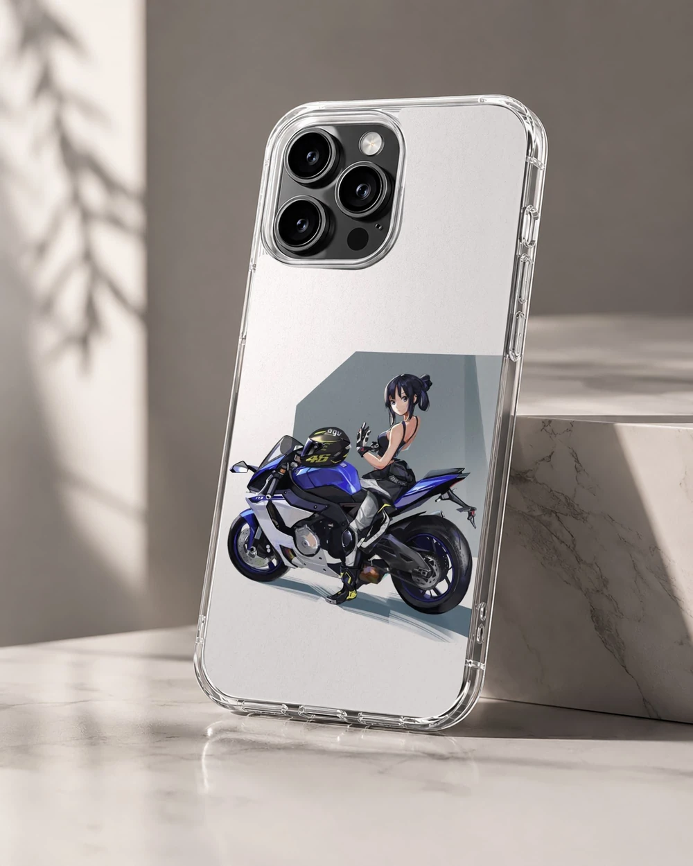 Anime motorcycle phone cover featuring dynamic design